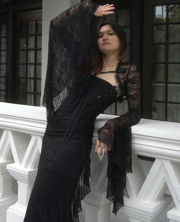 Vintage A Line Strapless Bead Flower Black Chiffon Long Evening Dress HZ1023